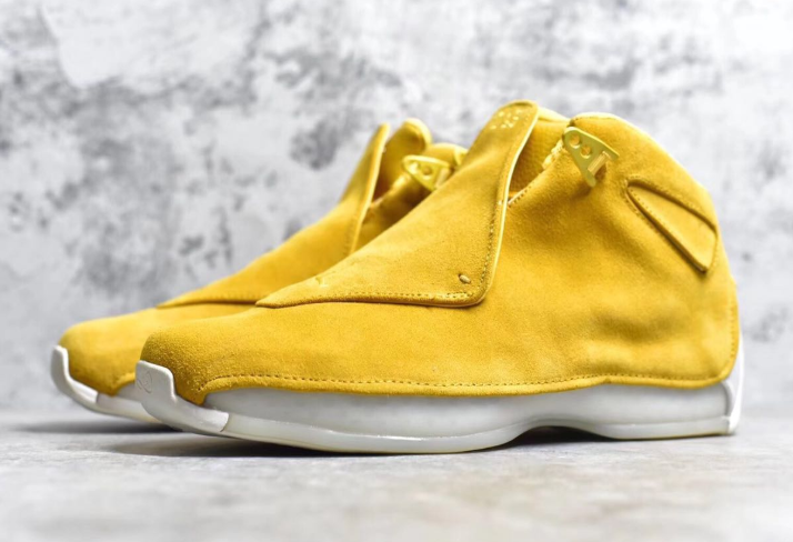 New Air Jordan 18 Yellow Suede Shoes